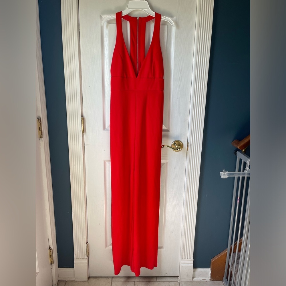 NWT Made with Love Blue Blush Red Pants Romper Size Small